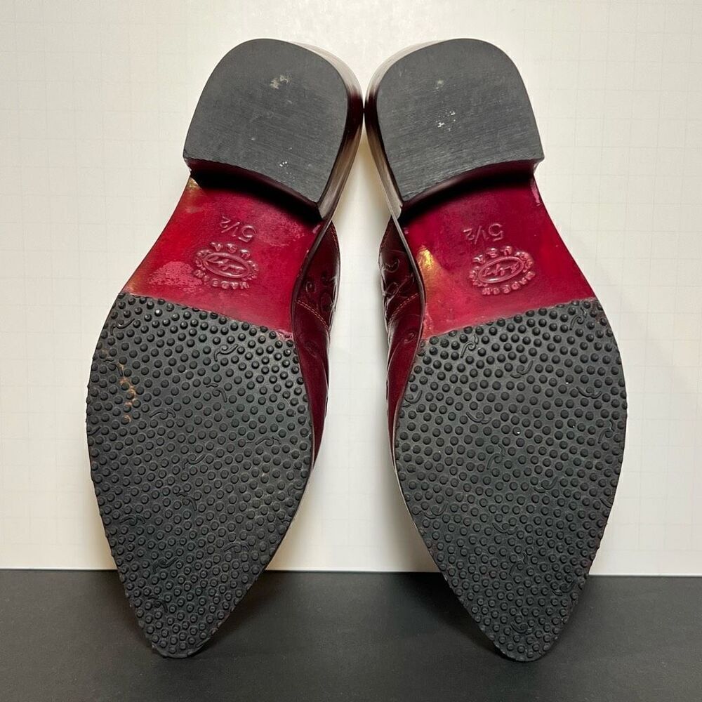 Womens SALPY Dallas Red Hand Tooled Snakeskin Slip On Mules / Size 5.5 - Picture 8 of 8